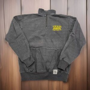 Vintage UMass Dartmouth‎ 1/4 Zip Sweatshirt Men’s S Champion 1919 Charcoal Gray
